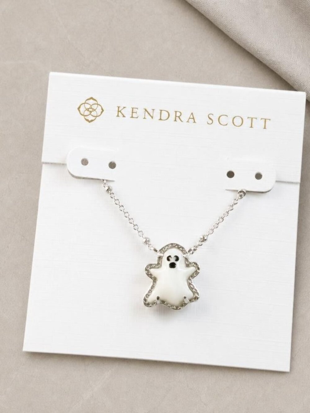 Kendra Scott Ghost Silver Mother-of-Pearl Pendant Necklace